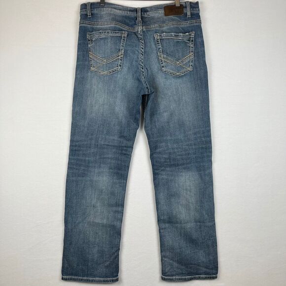 BKE Jeans Mens 34x33 Blue Seth Straight Mid Rise Medium Wash Denim 34L - Picture 4 of 13